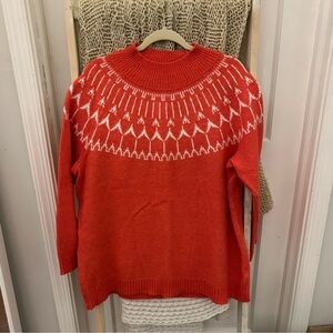 Talbots orange and White Patterned Sweater